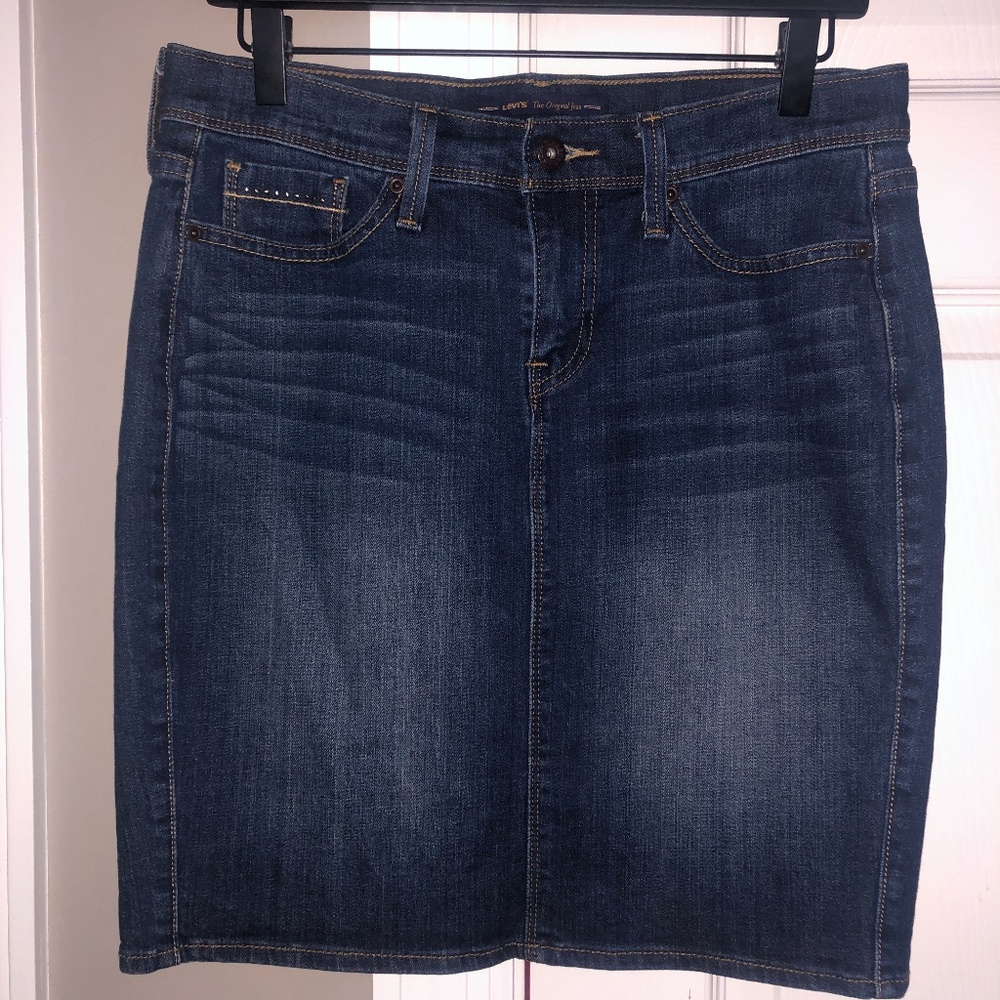 Levi's Dark Blue Denim Pencil Skirt
